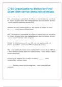 C715 Organizational Behavior Final Exam with correct detailed solutions 
