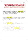 OREGON BARBER LICENSE &lpar;PRACTICE  TEST FOR BOARD EXAM&rpar; BRAND NEW  VERIFIED QUESTIONS WITH ANSWERS&period; 
