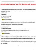 QuickBooks Practice Test &lpar;Latest 2025 &sol; 2026 Update&rpar; Questions & Correct Answers &lpar;100&percnt; Correct Verified Answers&rpar; Already Graded A&plus;