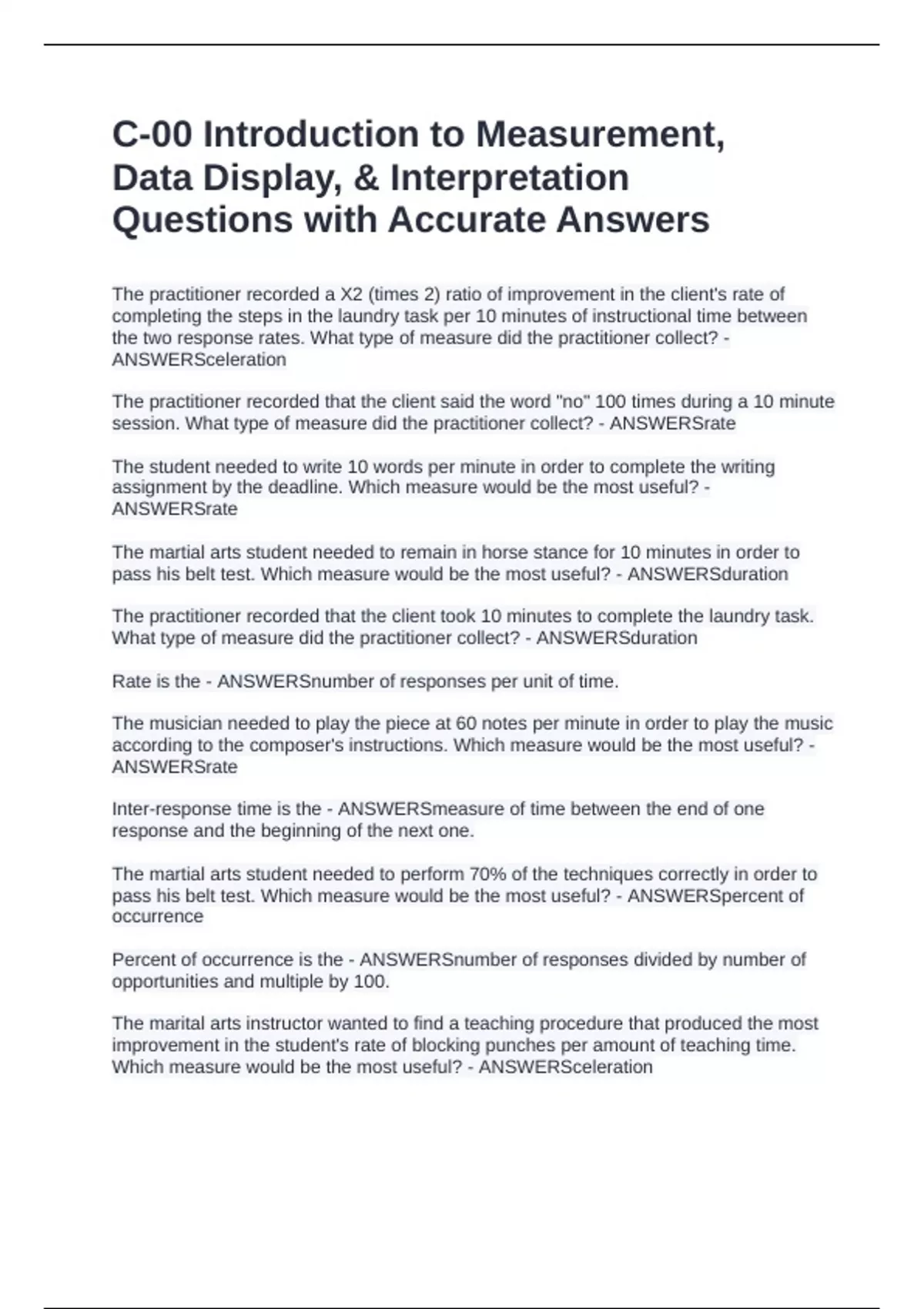 Data Display Questions C-00 Introduction to Measurement, Data Display, & Interpretation ...