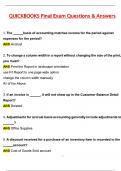 Quickbooks Final Exam &lpar;Latest 2025 &sol; 2026 Update&rpar; Questions & Correct Answers &lpar;100&percnt; Correct Verified Answers&rpar; Already Graded A&plus;