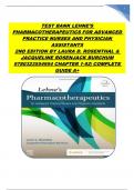 TEST BANK LEHNE’S PHARMACOTHERAPEUTICS FOR ADVANCED PRACTICE NURSES AND PHYSICIAN ASSISTANTS 2ND EDITION BY LAURA D. ROSENTHAL & JACQUELINE ROSENJACK BURCHUM 9780323554954 CHAPTER 1-92| COMPLETE GUIDE A+ 