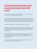 PSI PA State Real Estate Practice Exam Questions and Answers Rated 100&percnt; Correct