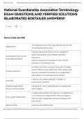 National Guardianship Association Terminology EXAM QUESTIONS AND VERIFIED SOLUTIONS &vert;ELABORATED &DETAILED ANSWERS&excl;&excl;