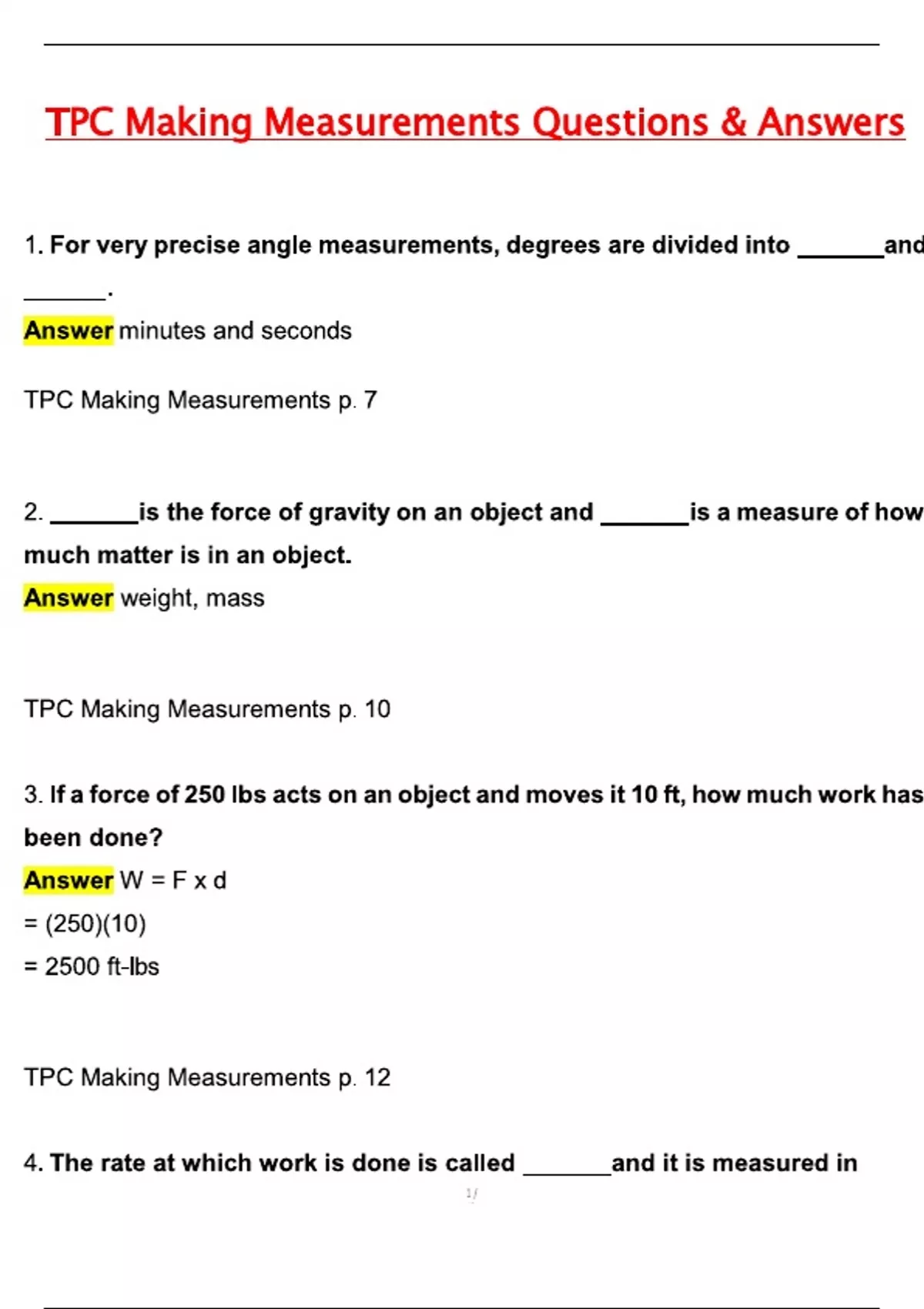 TPC Making Measurements Exam (Latest 2025 / 2026 Update) Questions ...