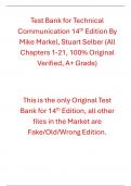 Test Bank for Technical Communication 14th Edition By Mike Markel&comma; Stuart Selber
