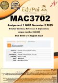 MAC3702 Assignment 1 &lpar;COMPLETE ANSWERS&rpar; Semester 2 2025 &lpar;686506&rpar; - DUE 21 August 2025