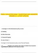 PUBLIC ADJUSTER EXAM 1 QUESTIONS AND ANSWERS GRADED A+ LATEST UPDATE.
