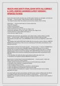 HEALTH AND SAFETY FINAL EXAM WITH ALL CORRECT & 100&percnt; VERIFIED ANSWERS&vert;LATEST VERSION&vert; UPDATED TO PASS