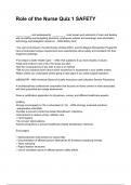 Role of the Nurse Quiz 1 SAFETY Latest Edition &lpar;2026&sol;2027&rpar; with Verified Answers