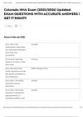 Colorado NHA Exam &lpar;2025&sol;2026&rpar; Updated&colon; EXAM QUESTIONS WITH ACCURATE ANSWERS &vert; GET IT RIGHT&excl;&excl;