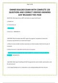 OWNER BUILDER EXAM WITH COMPLETE 150 QUESTIONS AND CORRECT VERIFIED ANSWERS JUST RELEASED THIS YEAR
