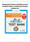 SOLUTION MANUAL for Entrepreneurial Finance 7th Edition by J&period; Leach & Ronald Melicher Chapter 1-16 With Cases Products &Spatial Tech&vert; A&plus; GRADED