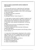 NUR 311 FINAL QUESTIONS WITH COMPLETE SOLUTIONS