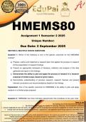 HMEMS80 Assignment 1 &lpar;COMPLETE ANSWERS&rpar; Semester 2 2025  - DUE 2 September 2025