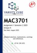 MAC3701 Assignment 1 &lpar;DETAILED ANSWERS&rpar; Semester 2 2025 - DISTINCTION GUARANTEED