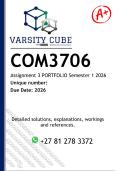 COM3706 Assignment 3 PORTFOLIO &lpar;DETAILED ANSWERS&rpar; Semester 1 2026 - DISTINCTION GUARANTEED
