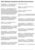 PSYC 1004 Exam 4 Questions with 100&percnt; Correct Answers