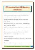 WV Licensing Exam 2025 Questions and Answers