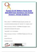 CS 307 EXAM PACKAGE DEAL QUESTIONS AND VERIFIED DETAILED ANSWERS &vert; 100&percnt; GUARANTEED PASS &vert; ALREADY GRADED A&plus;