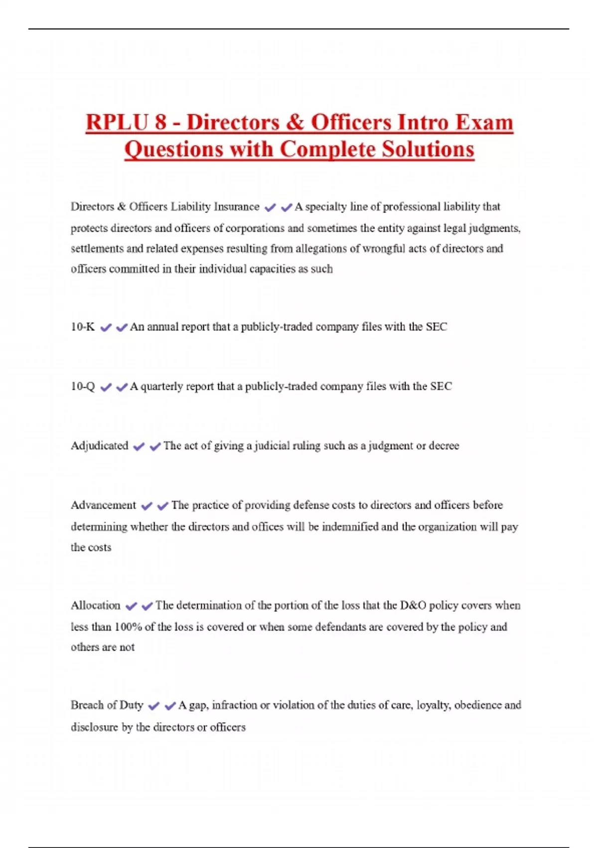 RPLU EXAM PACK WITH COMPLETE SOLUTIONS - Stuvia US