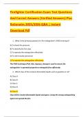 Firefighter Certification Exam Test Questions  And Correct Answers &lpar;Verified Answers&rpar; Plus  Rationales 2025&sol;2026 Q&A &vert; Instant  Download Pdf