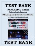 TEST BANK for PARAMEDIC CARE&colon; PRINCIPLES & PRACTICE 5TH EDITION Volume 5 Special Considerations and Operations BLEDSOE