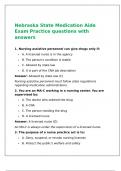 Nebraska State Medication Aide Exam Practice questions with answers