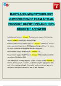 MARYLAND &lpar;MD&rpar; PSYCHOLOGY JURISPRUDENCE EXAM ACTUAL 2025&sol;2026 QUESTIONS AND 100&percnt; CORRECT ANSWERS