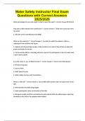 Water Safety Instructor Final Exam Questions with Correct Answers 2025&sol;2026