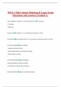 WGU C168-Critical Thinking & Logic Exam  Questions and Answers Graded A&plus; 