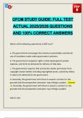 CFCM STUDY GUIDE&colon; FULL TEST ACTUAL 2025&sol;2026 QUESTIONS AND 100&percnt; CORRECT ANSWERS