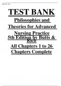 Test Bank For PHILOSOPHIES & THEORIES FOR ADVANCED NURSING PRACTICE 5E 5th Edition by Janie B&period; Butts&vert;&vert;ISBN&colon;9781284312447