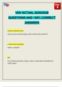 VDV ACTUAL 2025&sol;2026 QUESTIONS AND 100&percnt; CORRECT ANSWERS