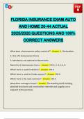 FLORIDA INSURANCE EXAM AUTO AND HOME 20-44 ACTUAL 2025&sol;2026 QUESTIONS AND 100&percnt; CORRECT ANSWERS