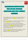 QUICKBOOKS CERTIFICATION TEST ACTUAL 2025&sol;2026 QUESTIONS AND 100&percnt; CORRECT ANSWERS