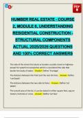 HUMBER REAL ESTATE - COURSE 2&comma; MODULE 6&comma; UNDERSTANDING RESIDENTIAL CONSTRUCTION - STRUCTURAL COMPONENTS ACTUAL 2025&sol;2026 QUESTIONS AND 100&percnt; CORRECT ANSWERS