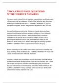 YMCA CPR EXAM II QUESTIONS WITH CORRECT ANSWERS&period;