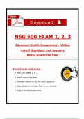 Advanced Health Assessment - Wilkes Actual Questions and Answers 100- Guaranteed Pass&excl;&excl;&period;pdf