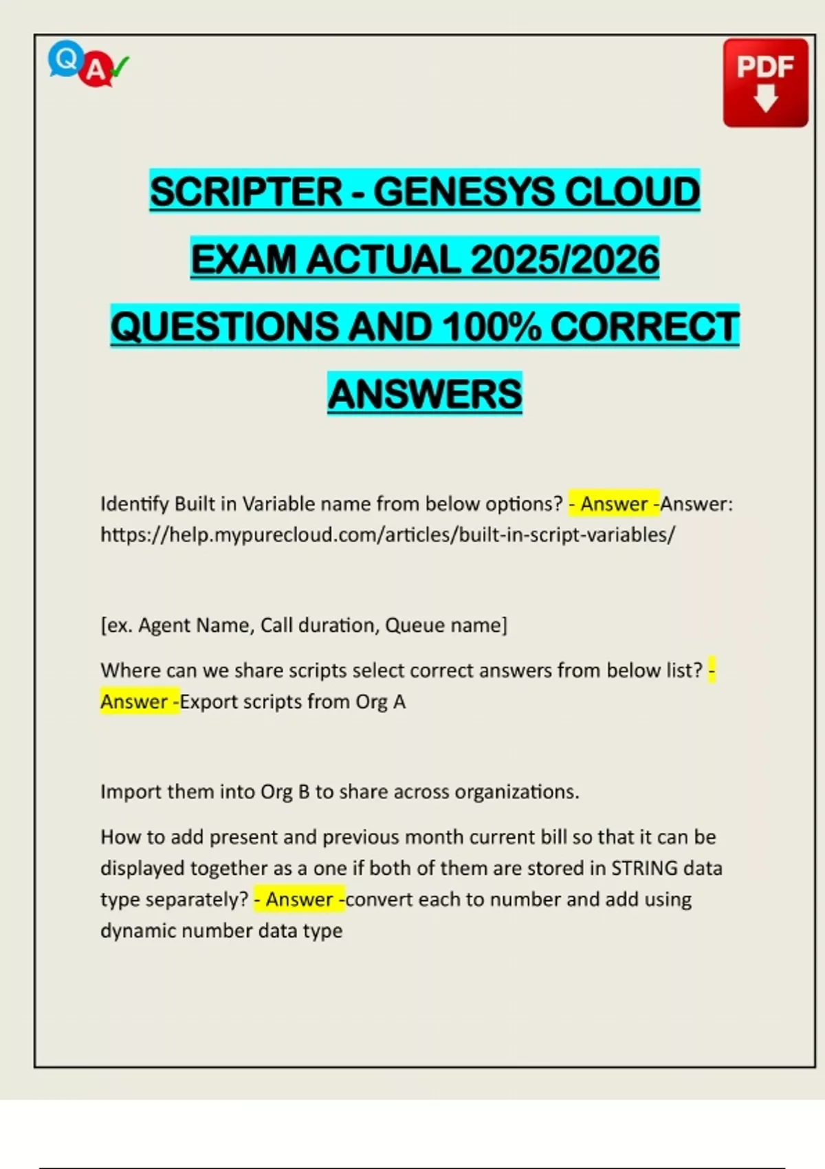 SCRIPTER GENESYS CLOUD EXAM ACTUAL 2025 2026 QUESTIONS AND 100 8898320 1200 1700.webp