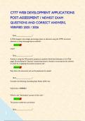 C777 WEB DEVELOPMENT APPLICATIONS POST-ASSESSMENT &sol; NEWEST EXAM QUESTIONS AND CORRECT ANSWERS&comma; VERIFIED 2025 &sol; 2026      
