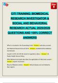 CITI TRAINING&colon; BIOMEDICAL RESEARCH INVESTIGATOR & SOCIAL AND BEHAVIORAL RESEARCH ACTUAL 2025&sol;2026 QUESTIONS AND 100&percnt; CORRECT ANSWERS