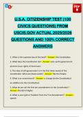 U&period;S&period;A&period; CITIZENSHIP TEST &lpar;100 CIVICS QUESTIONS&rpar; FROM USCIS&period;GOV ACTUAL 2025&sol;2026 QUESTIONS AND 100&percnt; CORRECT ANSWERS