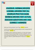 USAREUR&comma; GERMAN DRIVERS LICENSE&comma; DRIVERS TEST EU&comma; USAREUR PRACTICE EXAM&comma; GERMAN DRIVING TEST ACTUAL 2025&sol;2026 QUESTIONS AND 100&percnt; CORRECT ANSWERS