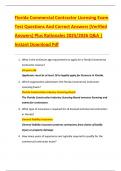 Florida Commercial Contractor Licensing Exam Test Questions And Correct Answers &lpar;Verified  Answers&rpar; Plus Rationales 2025&sol;2026 Q&A &vert;  Instant Download Pdf