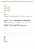 ILTS Learning Behavior Specialist I &lpar;290&rpar; Practice Test Questions With Correct Answers