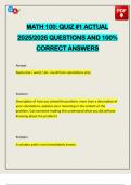 MATH 100&colon; QUIZ &num;1 ACTUAL 2025&sol;2026 QUESTIONS AND 100&percnt; CORRECT ANSWERS