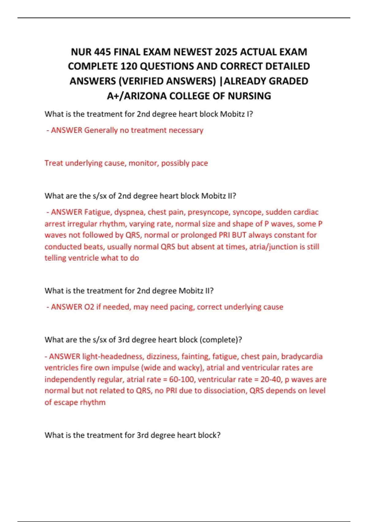 NUR 445 FINAL EXAM NEWEST 2025 ACTUAL EXAM COMPLETE 120 QUESTIONS AND ...