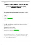 TRANSCULTURAL NURSING FINAL EXAM 2025 &vert; COMPREHENSIVE QUESTIONS WITH VERIFIED ANSWERS