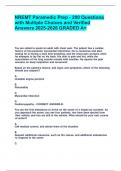 NREMT Paramedic Prep - 200 Questions with Multiple Choices and Verified Answers 2025-2026 GRADED A&plus;